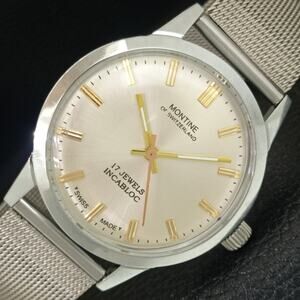 Vintage 1979 Montine Of Switzerland  Manual Mens Silver Watch W/Steel Strap